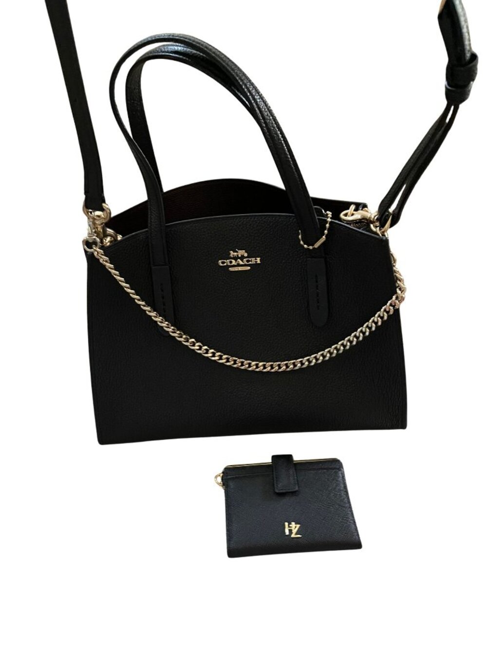 Coach Black Leather Satchel Crossbody Bag w/ Strap – Fair Condition + Black Wall